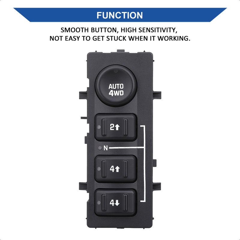 AiYiGu 4x4 Transfer Case Switch, 4WD Wheel Drive Button, Compatible with 2003-2007 Chevrolet Silverado, Chevy Suburban, Tahoe, Avalanche, GMC Yukon, Sierra, Replaces OE 15164520, 15136039, 19259313 - Image 2
